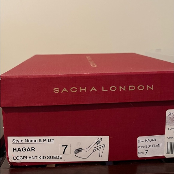 Sasha London Eggplant Kid Suede Slingback Size 7B - Picture 2 of 5